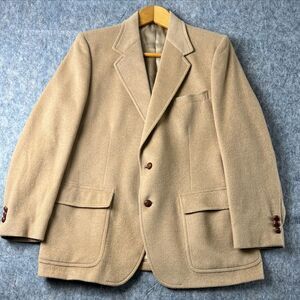 Vintage John Weitz by Palm Beach Mens Camel Hair Tan 2 Button Blazer Jacket